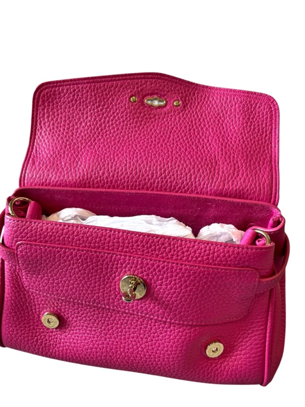 Mulberry Hot Pink Leather Crossbody Satchel with Braided Handle mini Alexa - Picture 7 of 12